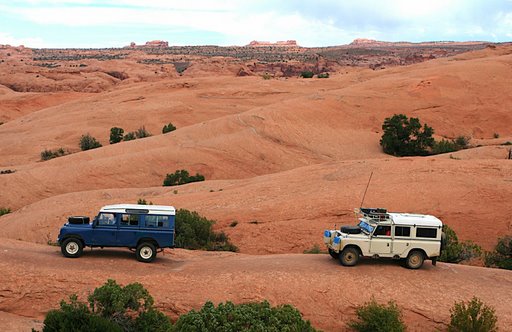 Land Rover Dormobile in slick rock